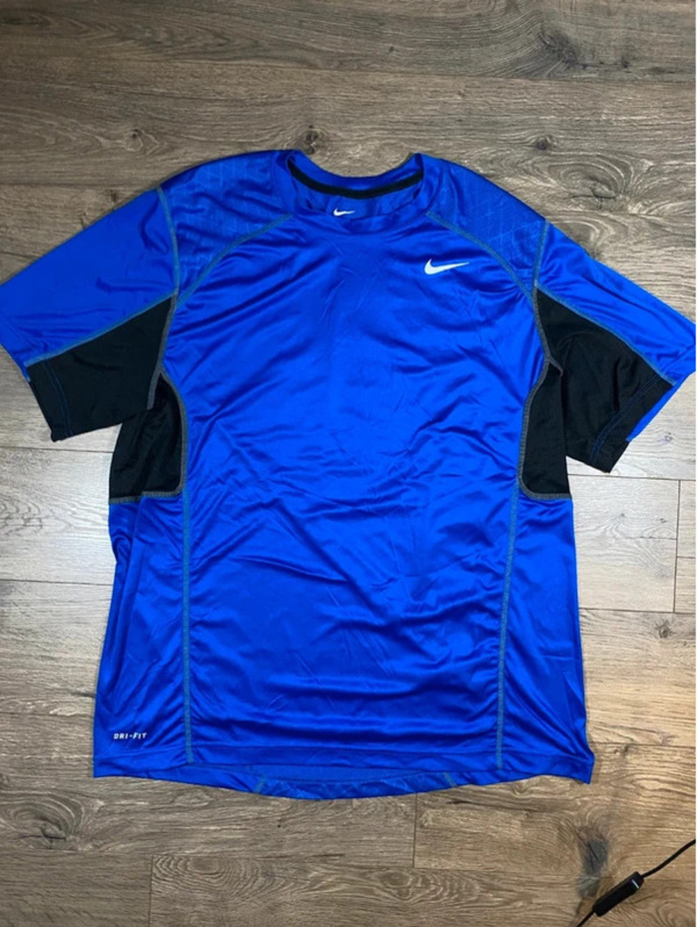 Nike Dri-FIT Mens XL Royal Blue Black Mesh Training Running Shirt 2010s